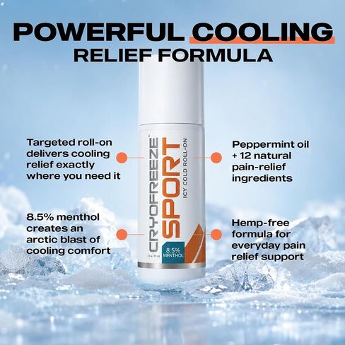 OMAX CryoFreeze Pain Relief Menthol Roll On, Arthritis Pain Relief, Back Pain Relief, Muscle & Joint Pain Relief, Arnica, Made in USA (3 fl oz) in Kuwait