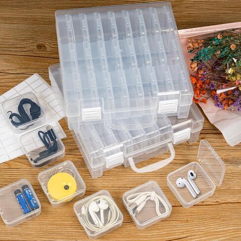 Bead Organizer Box, Small Storage Containers, Craft Storage Box Rhinestone Organizer With Hinged Lid for Seeds Art Craft (2 Pack - 24 Slots Transparent) in Kuwait