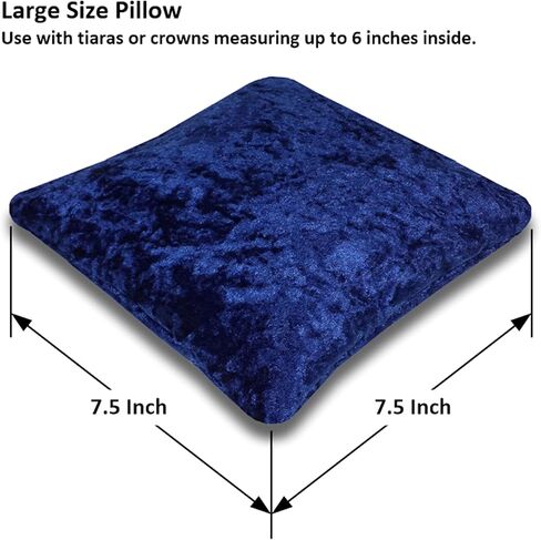 7.5" Dark Blue Crushed Velvet Tiara & Crown Pillow Stand in Kuwait