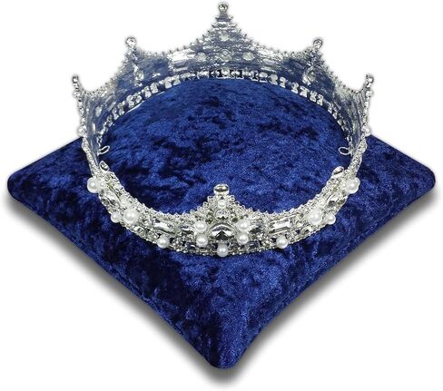 7.5" Dark Blue Crushed Velvet Tiara & Crown Pillow Stand in Kuwait