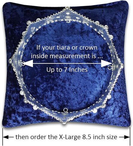 7.5" Dark Blue Crushed Velvet Tiara & Crown Pillow Stand in Kuwait