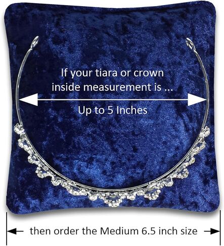 7.5" Dark Blue Crushed Velvet Tiara & Crown Pillow Stand in Kuwait