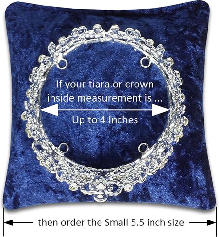 7.5" Dark Blue Crushed Velvet Tiara & Crown Pillow Stand in Kuwait