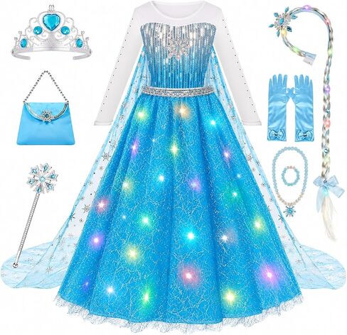 Meland Light Up Princess Dress for Girls Ages 3-10, Dress Up Toys Gift Set in Saudi Arabia