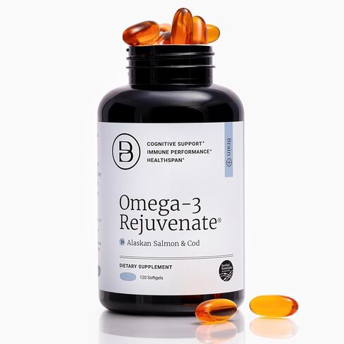 Omega-3 Rejuvenate Fish Oil Supplement, Wild Alaskan Cod and Sockeye Salmon Fish Oil, Lemon Flavor —Omega-3 Fatty Acids with EPA, DHA, & DPA— 120 Softgels in Kuwait