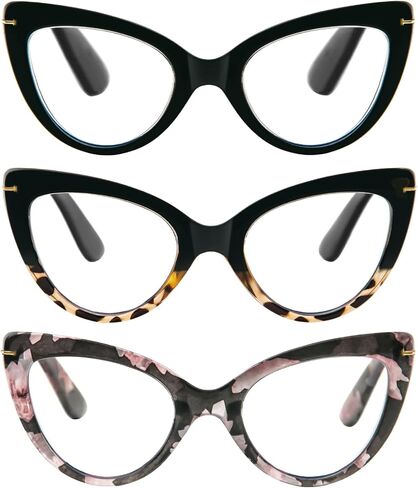 DXYXYO 3 Pack Cat Eye Reading Glasses Blue Light Blocking Women 2.75+ Vintage Oversized Fashion Readers Cute Computer Eyeglasses in Kuwait