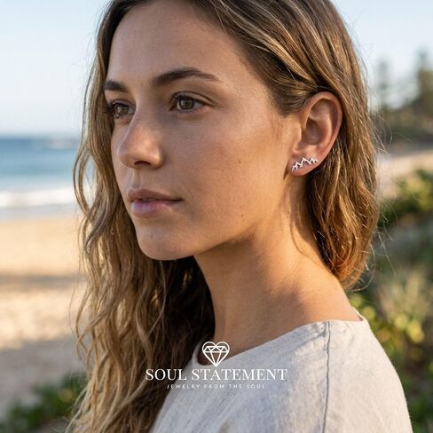 Mountain Peak Crawler Earrings Silver Mountains Climbers Wrap Earring in Saudi Arabia