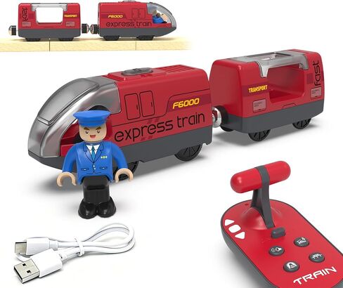 Motorized Train for Wooden Track, 3Pcs Train Toy Set for 3 4 5+Years Old Boy Girl Toddlers, Battery Powered Train Compatible with Thomas & Friends, Brio and Chuggington in Kuwait