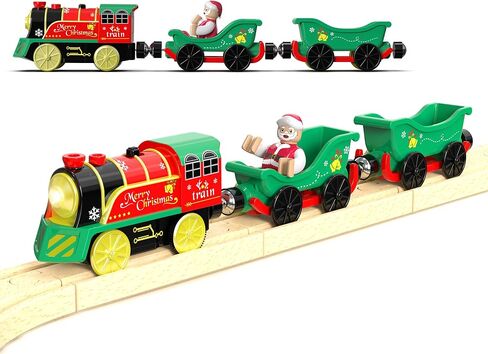 Electric Train Set for Wooden Tracks, Battery Powered Trains Toy with Lights & Sounds for Toddlers, Motorized Train for Kids Compatible with Thomas & Friends, Brio, Chuggington in Kuwait