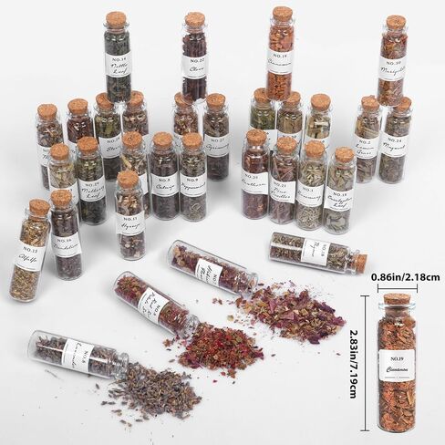 Witchcraft Supplies Herbs - 30 Bottles Dried Herbs Kit for Beginners - Altar Supplies Healing Herbal Natural Herbs Crystal Spoon for Wicca, Pagan Magic Spells and Bath in Kuwait