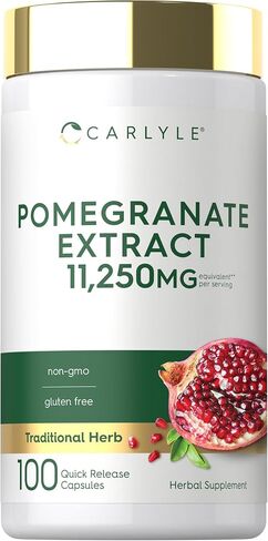 Carlyle Pomegranate Extract | 11250mg | 100 Capsules | Non-GMO, Gluten Free Supplement | Traditional Herb in Kuwait