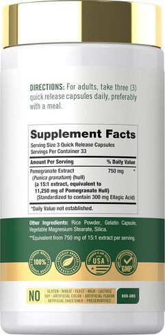 Carlyle Pomegranate Extract | 11250mg | 100 Capsules | Non-GMO, Gluten Free Supplement | Traditional Herb in Kuwait