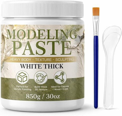 Thick Modeling Paste White 30oz / 600ml - High Density Acrylic Medium for Texture, Thickness, Dimension Additive, Color Adjustment Acrylic Texture Paste for Canvas, Wood, Mixed Media in Kuwait