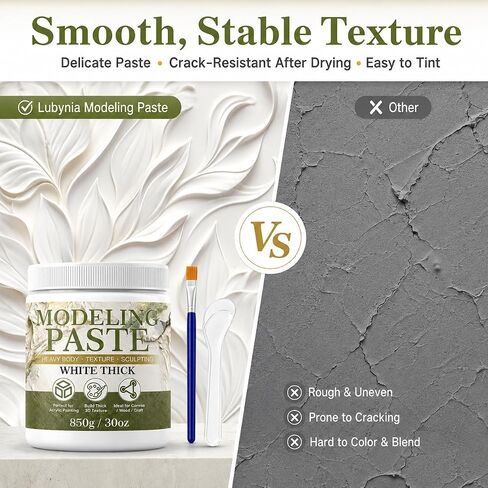 Thick Modeling Paste White 30oz / 600ml - High Density Acrylic Medium for Texture, Thickness, Dimension Additive, Color Adjustment Acrylic Texture Paste for Canvas, Wood, Mixed Media in Kuwait