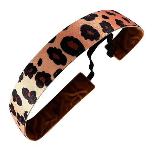 Sweaty Bands Womens Girls Headband - Non-Slip Velvet-Lined Athletic Hairband - Get Wild Leopard Print Brown 1-Inch in Kuwait