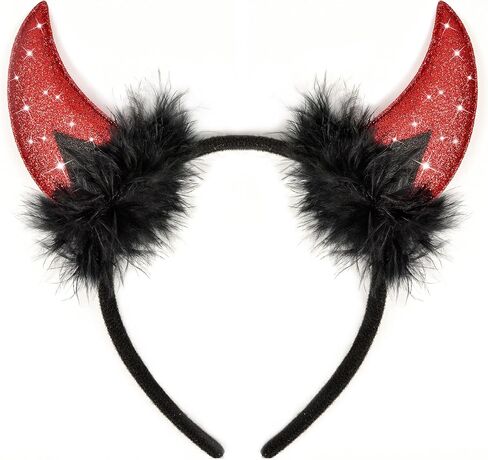 عصابة رأس U-Zomir Devil Horns مع جواهر للوجه، زي الشيطان للنساء والفتيات وعصابة رأس الهالوين وإكسسوارات أزياء الشيطان in Kuwait