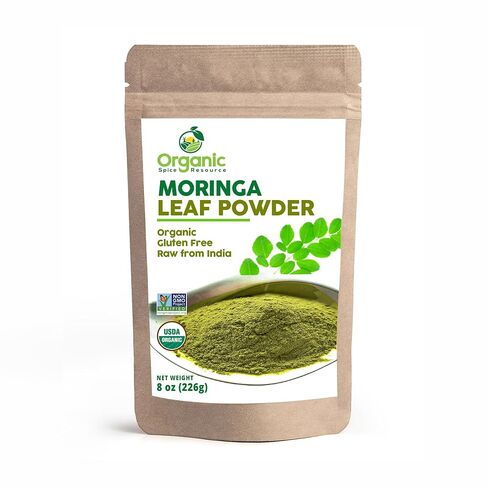 Organic Moringa Powder | 8 oz (226g) | Lab Tested for Purity | Resealable Kraft Bag, Non-GMO, Moringa Olifera Powder - 100% Raw from India, by SHOPOSR in Kuwait