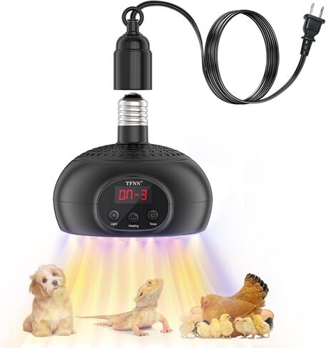 TFNN Chicken Coop Heater Lamps,200W-500W,Overheat Protection,E36/E27 Bulb Light, Reptile Heating Lamp 3-6-12 Hours Timer, Protable Greenhouse Heater for Outdoor Chicken Coop Indoor Rabbits Dog Cats in Saudi Arabia