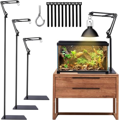 MECESOR Reptile Lamp Stand Adjustable Height 15.7-73.6inch with 360°Adjustable Swing Arm Heat Lamp Stand Plant Floor Light Holder for Bearded Dragon Turtles Snake and Chicks in Kuwait