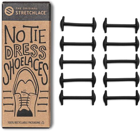THE ORIGINAL STRETCHLACE No Tie Silicone Dress Shoe Laces Elastic Laces to Turn Dress Shoes Into Slip-Ons in Kuwait