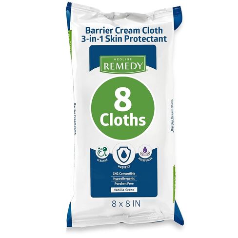 Medline Remedy Phytoplex 4-in-1 Barrier Cream Cloths with Dimethicone, All in 1 Wipe for Incontinence Care (8 Count, 32 Packs) in Saudi Arabia