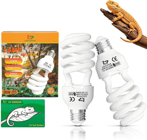 Reptile UVB Bulb 5.0 15W, Compact Fluorescent Light E26 Base, 2PCS in Kuwait