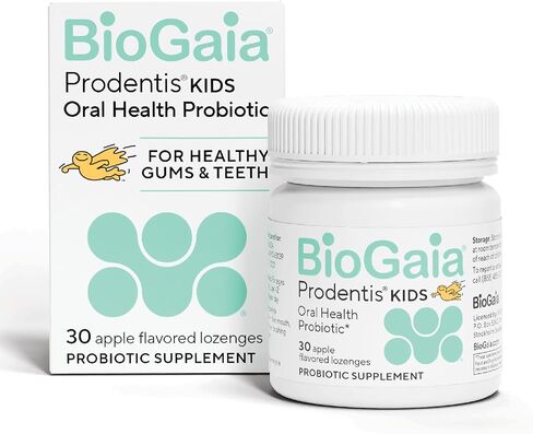 BioGaia Prodentis Kids | Clinically Proven Dental Probiotics for Teeth and Gums | Promotes Good Oral Health & Gut Health Too | Oral Probiotics | 30 Apple-Flavored Lozenges | 1-Pack in Kuwait