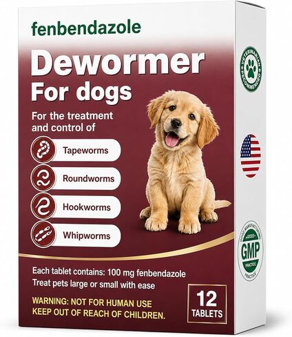 Dewormer for Dogs, Fenbendazole for All Wormers, Hookworms, Tapeworms, Whipworms and Roundworms, 12 Count in Kuwait