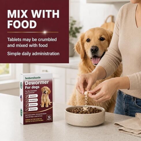 Dewormer for Dogs, Fenbendazole for All Wormers, Hookworms, Tapeworms, Whipworms and Roundworms, 12 Count in Kuwait