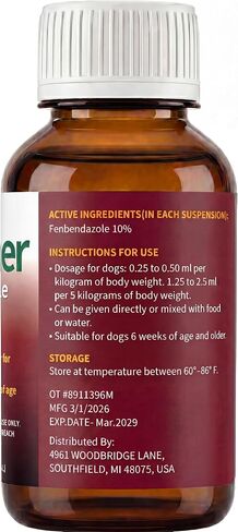Dewormer Liquid for Dogs, Fenbendazole for All Wormers, Broad Spectrum, Safe for 6 Weeks and Older in Saudi Arabia