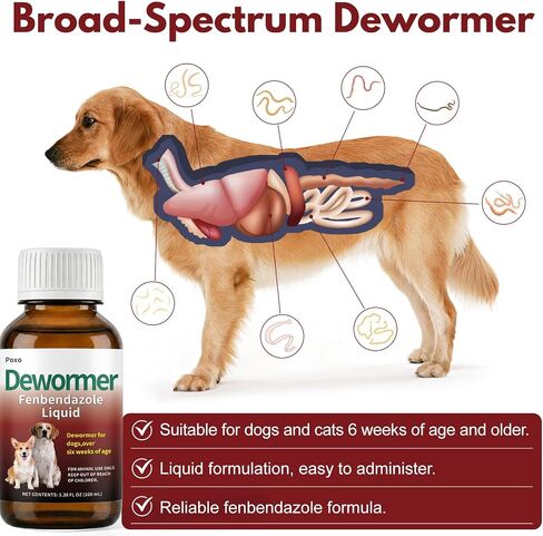 Dewormer Liquid for Dogs, Fenbendazole for All Wormers, Broad Spectrum, Safe for 6 Weeks and Older in Saudi Arabia
