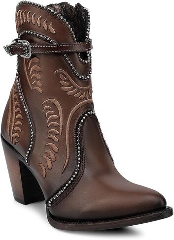 Cuadra Women's Bootie in Bovine Leather with Embroidery and Zipper in Kuwait