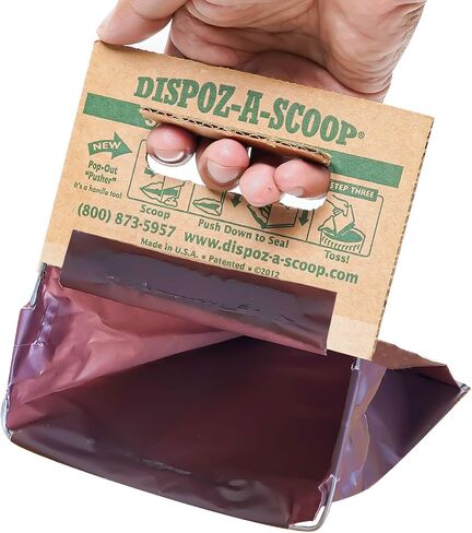 Dispoz-A-Scoop® 48 Pack"Scoop-Seal-Dispose" Dog Pooper Scooper with Bag Attachment, No-Touch Pooper Scoopers Solution, Portable Pooper Scooper for Dogs Large and Small, Dog Poop Scooper for Yard Walk in Kuwait