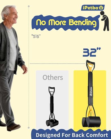 Large Dog Pooper Scooper for Yard, 32 inch Long Handle, No Bending in Kuwait