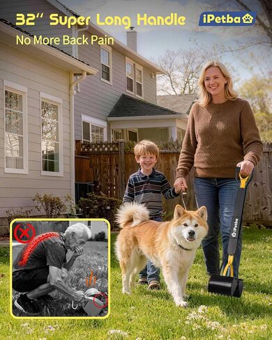 Large Dog Pooper Scooper for Yard, 32 inch Long Handle, No Bending in Kuwait