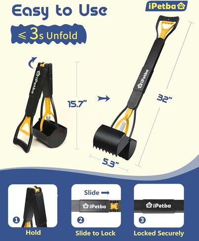 Large Dog Pooper Scooper for Yard, 32 inch Long Handle, No Bending in Kuwait