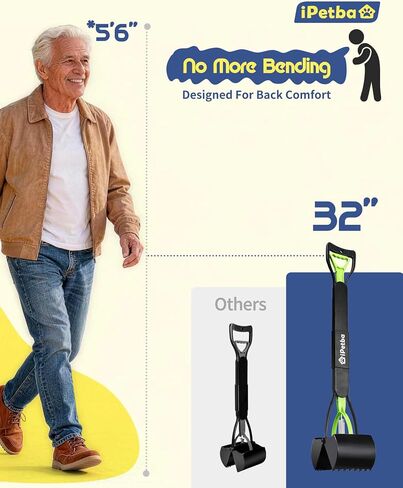 Large Dog Pooper Scooper for Yard, 32 inch Long Handle, No Bending in Kuwait