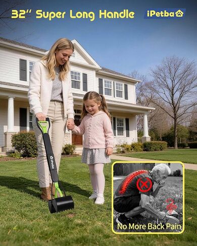 Large Dog Pooper Scooper for Yard, 32 inch Long Handle, No Bending in Kuwait