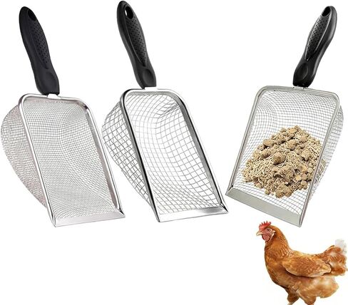 3PCS Chicken Poop Scooper for Coop, Metal Scooper Sifting Shovel in Kuwait