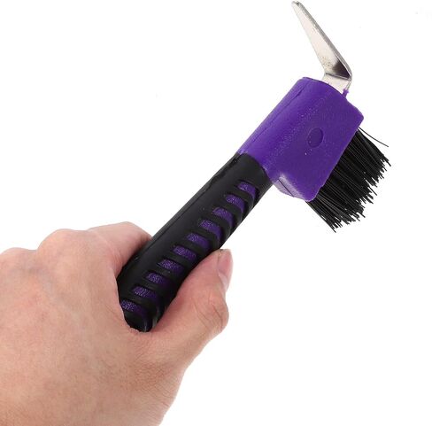 Horse Hoof Pick with Brush, Stainless Steel Tool and Rubber Grip Handle in Kuwait