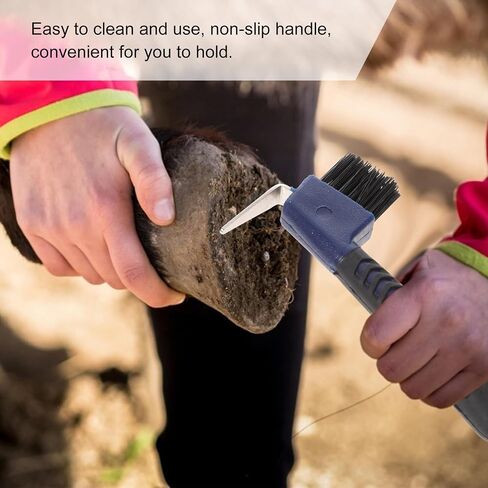 Horse Hoof Pick with Brush, Stainless Steel Tool and Rubber Grip Handle in Kuwait
