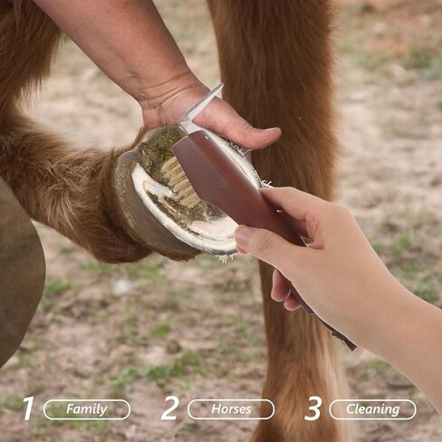 Horse Hoof Pick with Brush, Wooden Handle Multi-function Cleaning Tool in Kuwait
