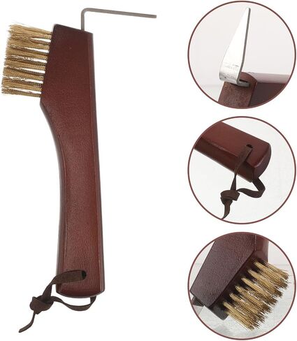 Horse Hoof Pick with Brush, Wooden Handle Multi-function Cleaning Tool in Kuwait