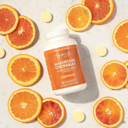 Dr Amen BrainMD Magnesium Chewables, Citrus - 60 Chewable Tablets - Essential Mineral for Optimal Cell Function - Supports Memory & Focus - Gluten Free - 60 Servings in Saudi Arabia