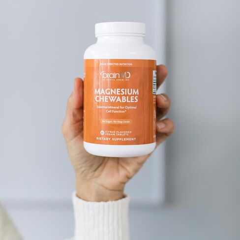Dr Amen BrainMD Magnesium Chewables, Citrus - 60 Chewable Tablets - Essential Mineral for Optimal Cell Function - Supports Memory & Focus - Gluten Free - 60 Servings in Saudi Arabia
