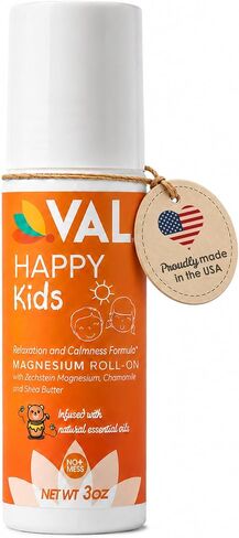 VAL Magnesium, Roll-on Applicator, Relaxation Formula for Children, Zechstein Magnesium Chloride, Chamomile, Shea Butter and Natural Essential Oils to Help Kids Sleep, Support Balanced Mood in Kuwait