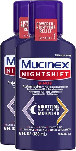 Severe Congestion & Pain Relief, Mucinex Sinus-Max Max Strength, 6oz Clears Sinus & Nasal Congestion, Relieves Headache & Fever, Thins & Loosens Mucus in Kuwait