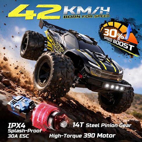 DEERC Fast RC Cars, 42KM/H, 1/18 Scale Off Road RC Truck, 2 LiPo Batteries in Saudi Arabia