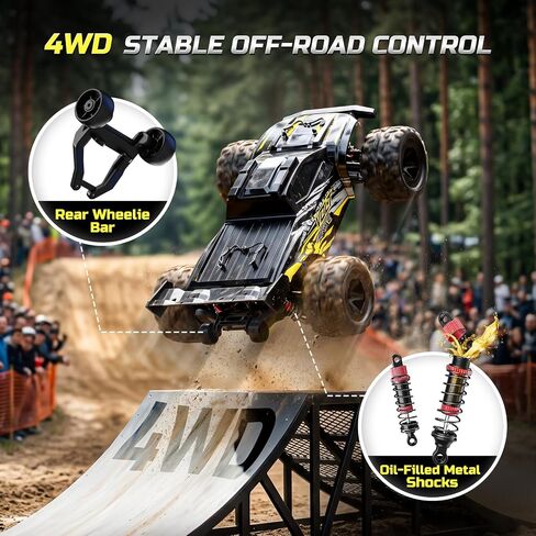 DEERC Fast RC Cars, 42KM/H, 1/18 Scale Off Road RC Truck, 2 LiPo Batteries in Saudi Arabia