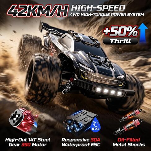 DEERC 9312E 1/18 Scale Fast RC Cars, 42+ KPH 4WD Off Road Remote Racing Car in Saudi Arabia